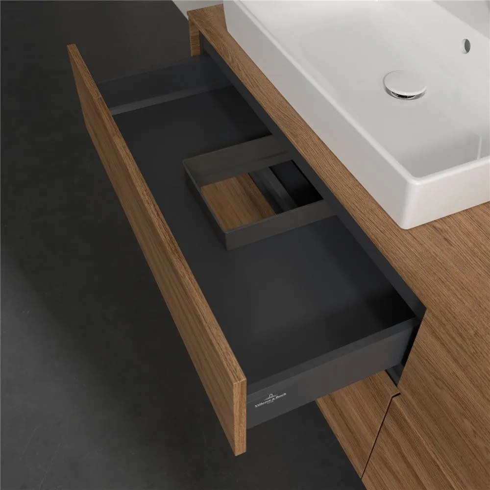 VILLEROY &amp; BOCH Collaro závesná skrinka pod dve umývadlá na dosku, 4 zásuvky, s LED osvetlením, 1600 x 500 x 548 mm, Oak Kansas, C024B0RH