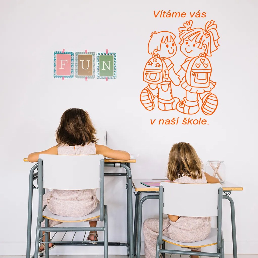 Veselá Stena Samolepka na stenu na stenu Vítame Vás v našej škole Farba: čierna