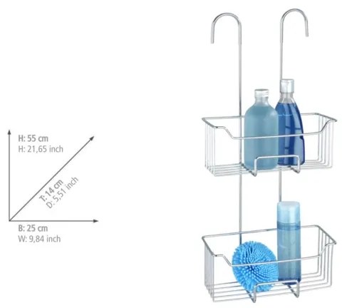 WENKO 24758100 - Sprchová polička MILO 25x55 cm strieborná/priehľadná