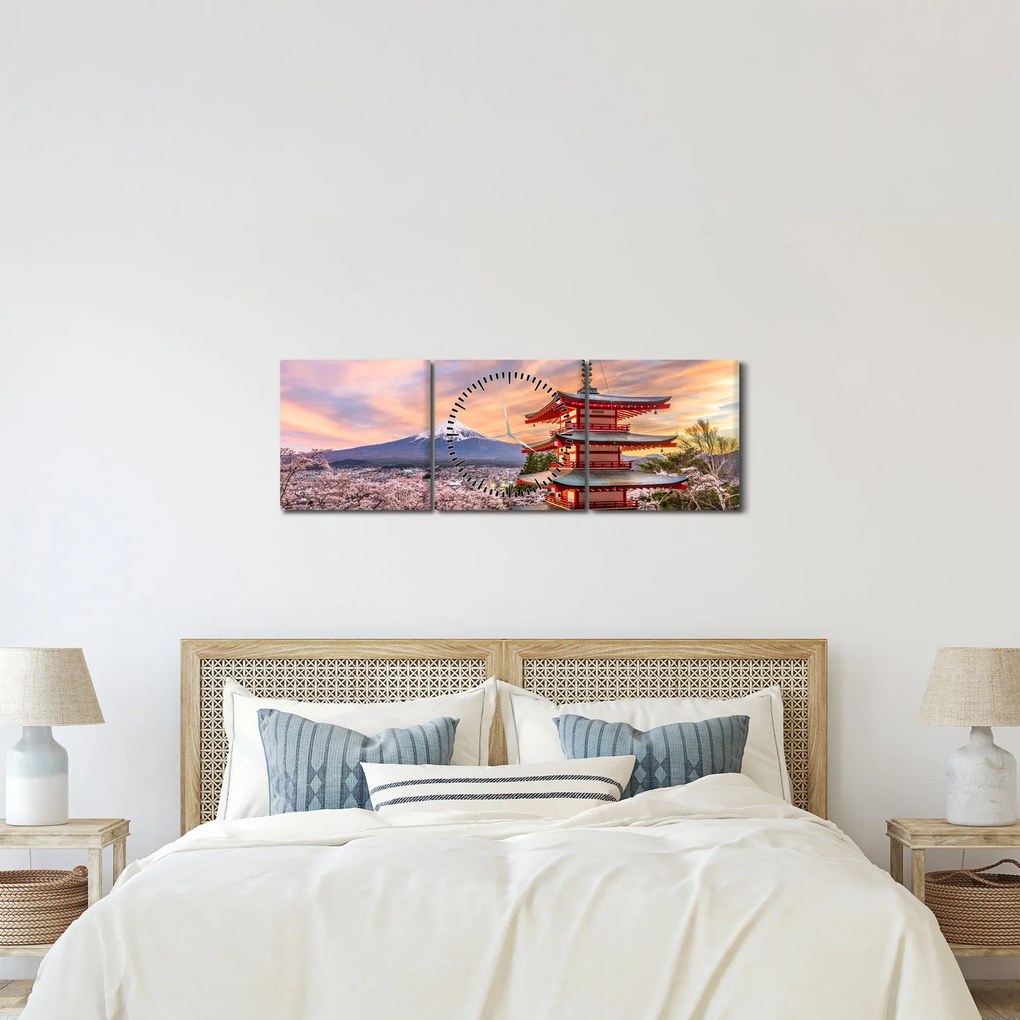 Obraz - Fuji (s hodinami) (90x30 cm)