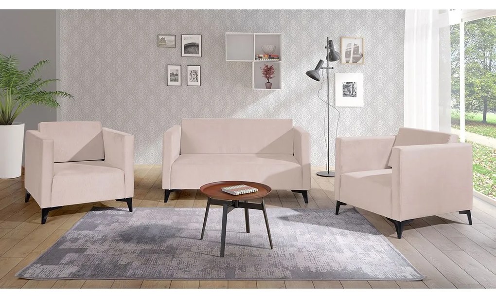Sedacia súprava Denim 2+1+1, Dostupné poťahy: Solo 260, Farby nožičiek: biely lesk