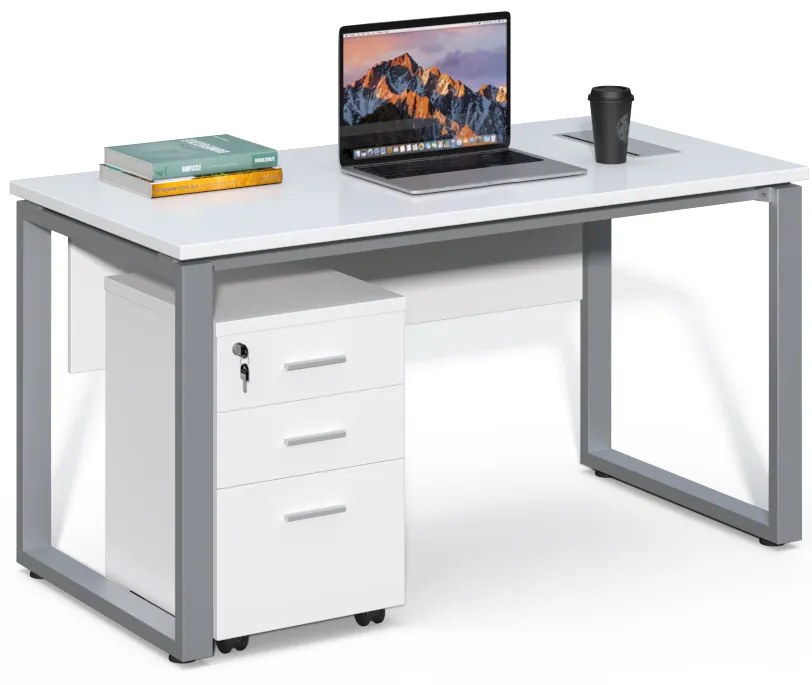 Kancelársky stôl s kontajnerom Houseland Prime Home 02 A 140 cm biely