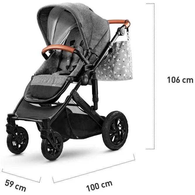 KINDERKRAFT Kočík kombinovaný Prime 3v1 Grey