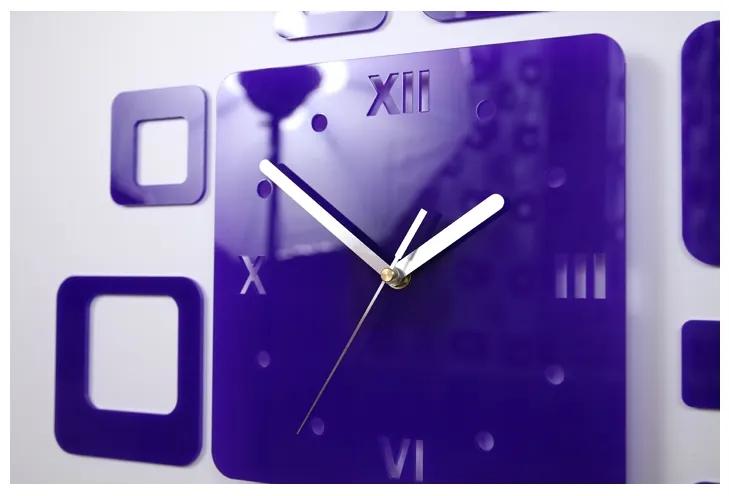3D nalepovacie hodiny Roman Quadrat fialové