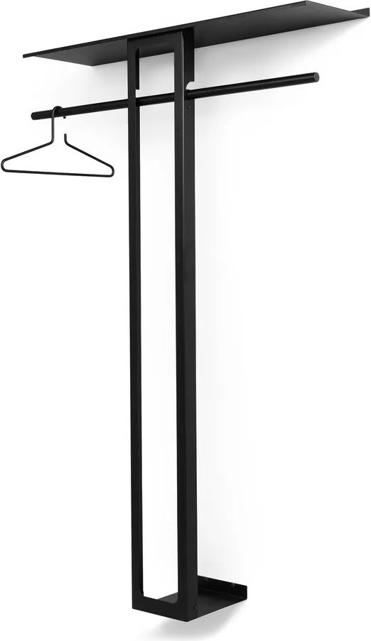 Čierny oceľový nástenný vešiak s poličkou 100 cm Luno Large – Spinder Design