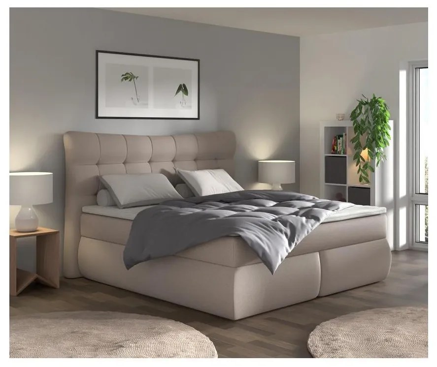 Boxspringová posteľ SOFIA 180x200 cm s matracmi a topperom béžová