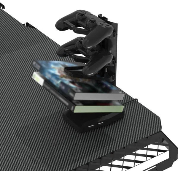 Herný stôl SNAKE s LED RGB podsvietením 100x60 cm čierna