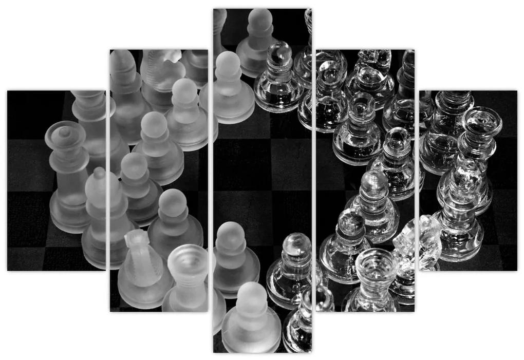Obraz - čiernobiele šachy (150x105 cm)
