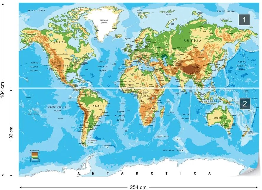 Fototapeta GLIX - World Map Atlas + lepidlo ZADARMO Vliesová tapeta  - 254x184 cm