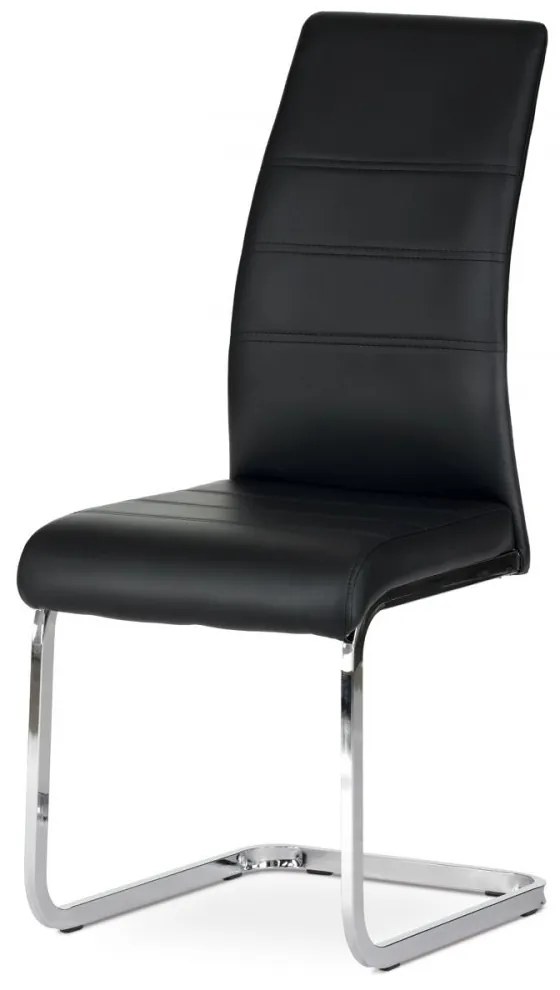 Jedálenská stolička ANAT — kov, ekokoža, chróm / čierna
