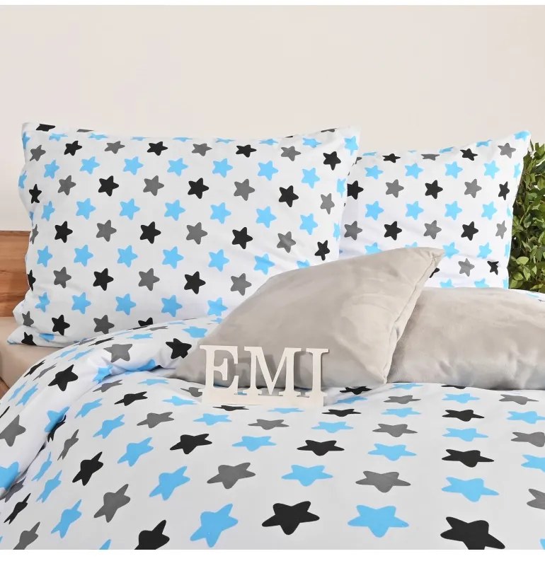 Obliečky bavlnené Hviezdičky modré EMI, Štandardný set jednolôžko obsahuje 1x 140x200 + 1x 70x90
