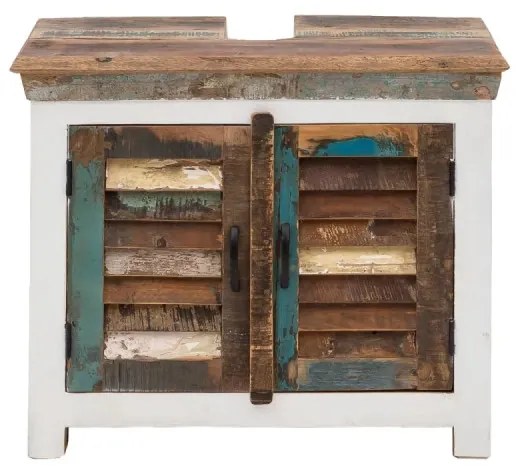 furniture-nabytek.cz - Masívna skrinka pod umývadlo Perth z recyklovaného dreva, lakovaná, biela/barevná