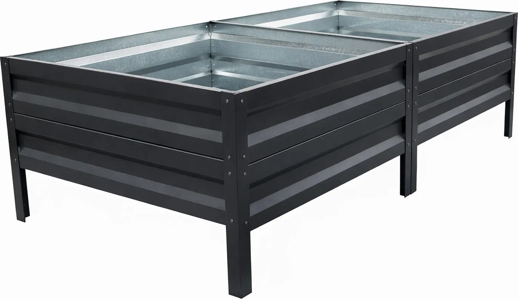 Vyvýšený záhon LEGI 0,65 × 2 m, pozinkovaný oceľový rám, výška 40 cm, antracit