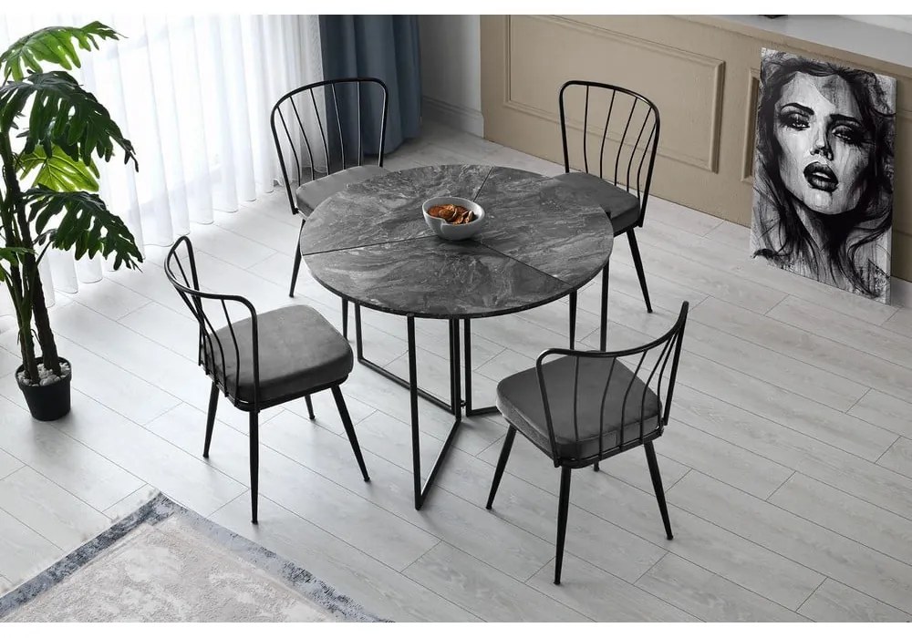 Antracitové kovové jedálenské stoličky v súprave 2 ks Yildiz – Kalune Design