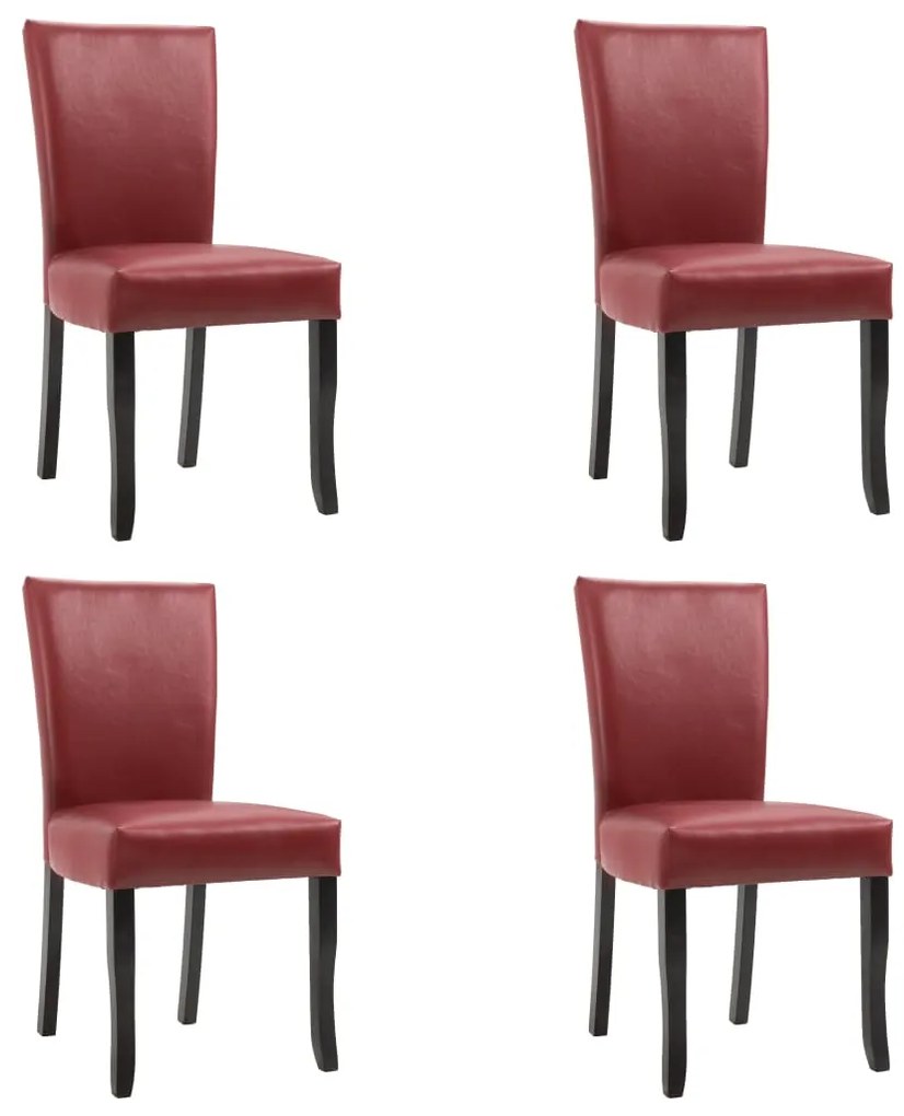 vidaXL Jedálenské stoličky 4 ks, vínovo červené, umelá koža