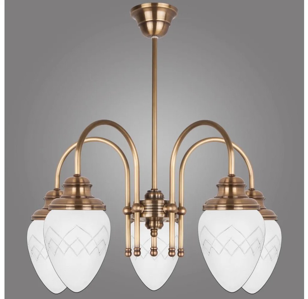 KEMAR RI/5/M - Luster na tyči RINAMA 5xE27/60W/230V mosadz PD511