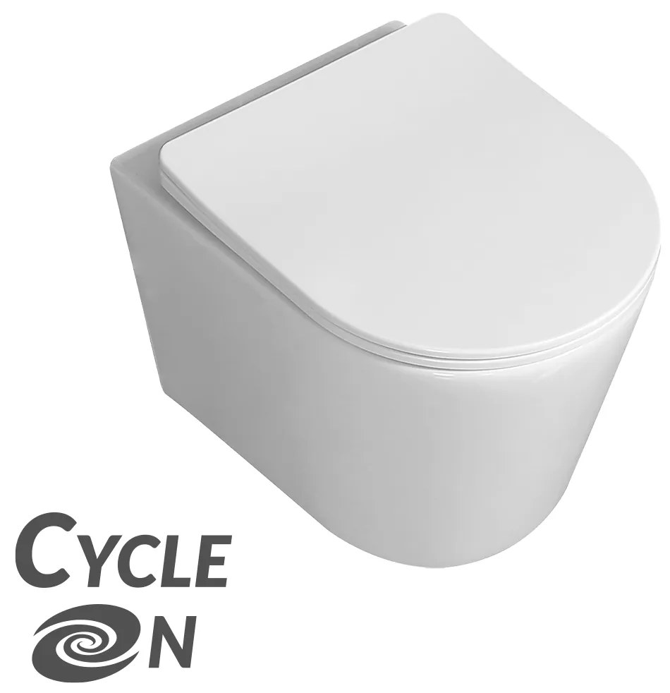 Laveo Jari Cycleon, závesné WC s vírivým systémom CycleOn 485x370x325 mm + toaletné sedadlo, biela, LAV-VMJ_609S