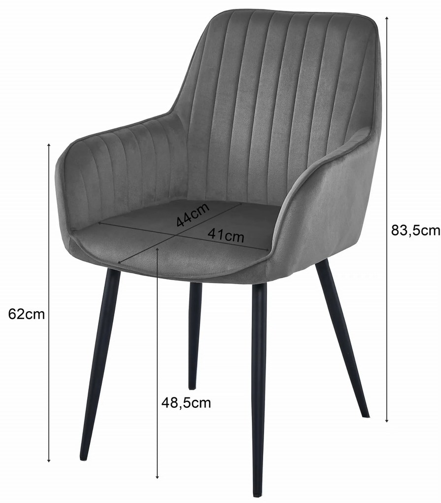 Svetlosivá zamatová jedálenská stolička SOLDEN