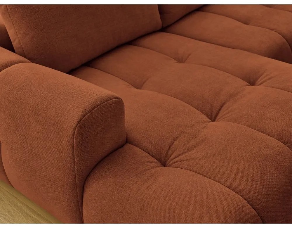 Rozkladacia/s úložným priestorom rohová pohovka v tehlovej farbe (pravý roh/do tvaru "U") Fuji – Bobochic Paris