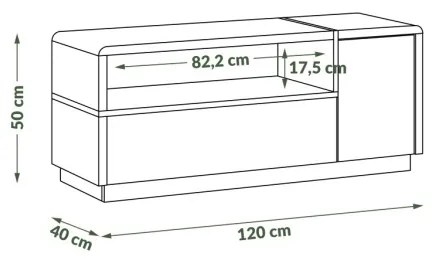 Televízny stolík FRED antracit/dub artisan