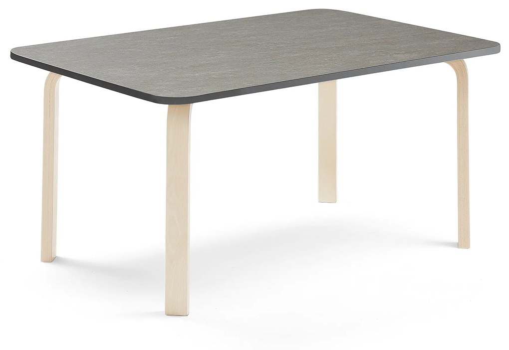 Stôl ELTON, 1400x700x590 mm, linoleum - tmavošedá, breza
