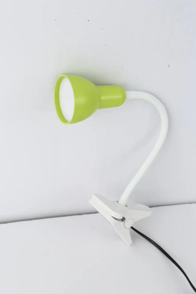 NIPEKO Stolná flexibilná LED lampa s klipom, 5W, teplá biela, 31cm, zelená