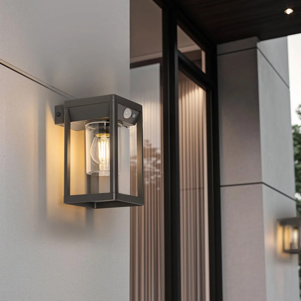 Vonkajšia nástenná lampa tmavosivá vrátane LED a stmievateľného svetla na solárny pohon - Sonne