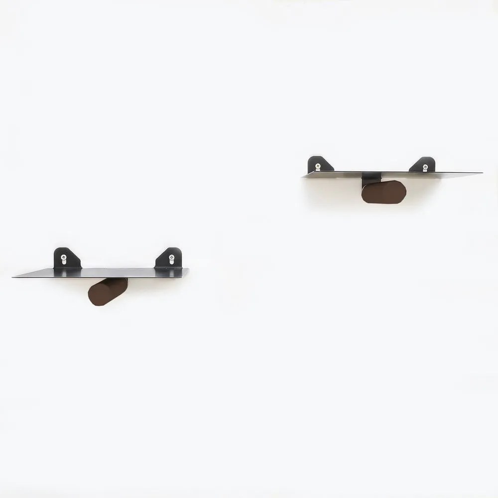 Čierne kovové police v súprave 2 ks 21 cm Rod – Kalune Design