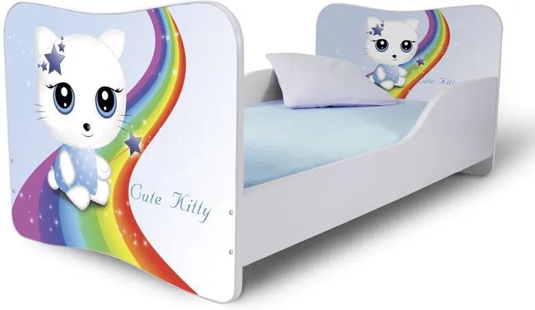 MAXMAX Detská posteľ MAČIČKA s dúhou + matrac ZADARMO