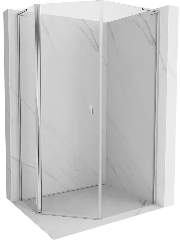 Mexen Mist L, päťuholníkový sprchový kút s krídlovými dverami, 90 x 100 cm, 8mm číre sklo, chrómový profil, 8A8L-090-100-01-00