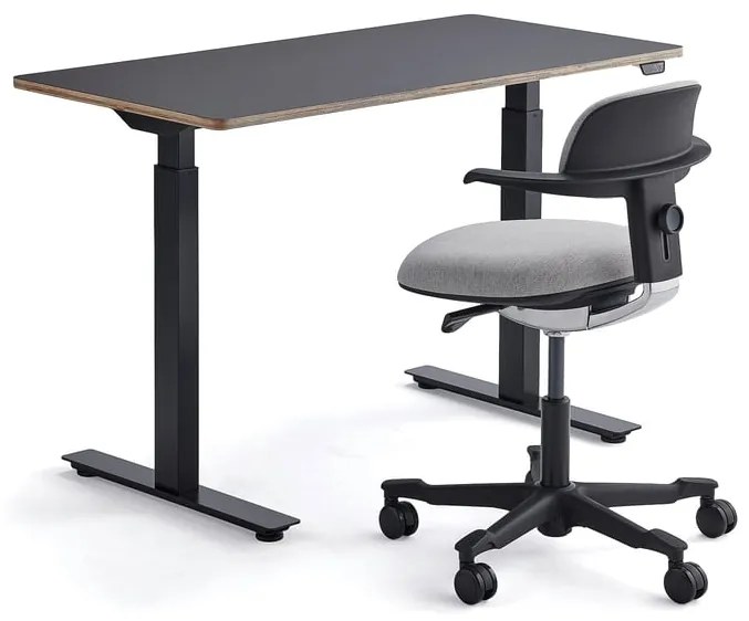 Zostava nábytku: 1 stôl Novus + 1 čierno/šedá kancelárska stolička Newbury