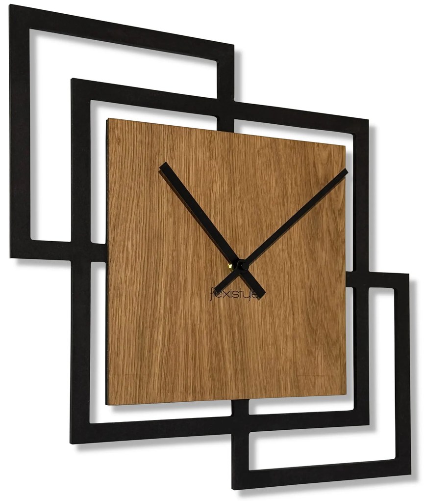 Dekorstudio Moderné drevené hodiny na stenu SQUARES