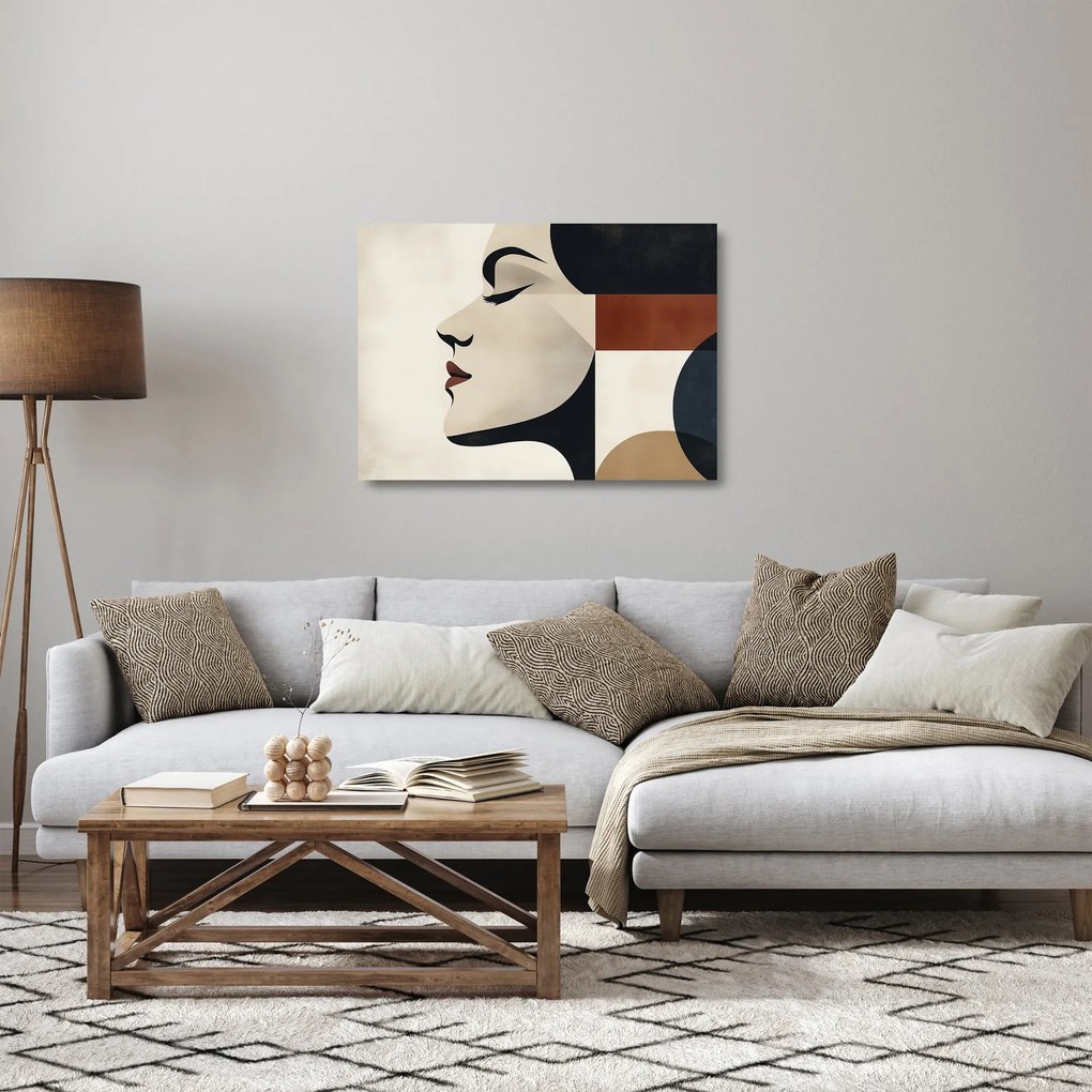 Sklenený obraz - Žena z profilu (70x50 cm)