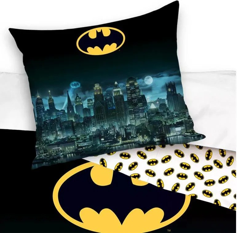 Carbotex Bavlnené obliečky 140x200 + 70x90 cm - Batman "Nočný Gotham"