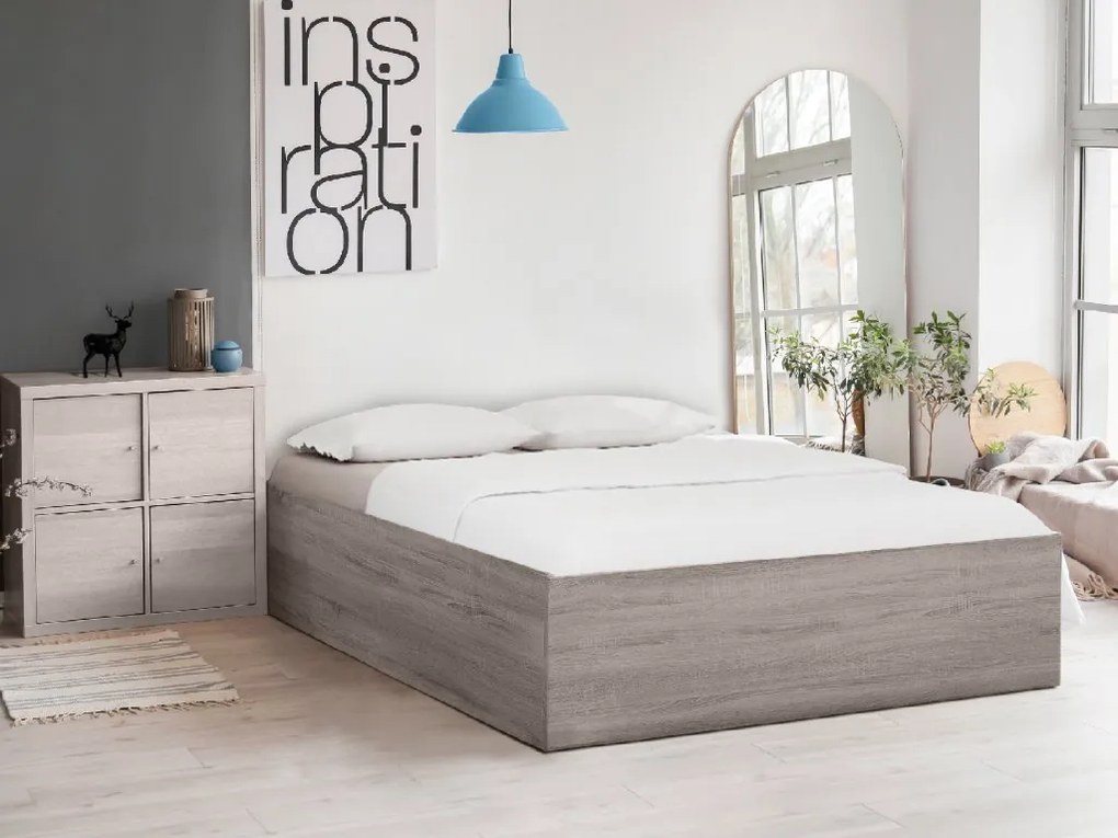 Posteľ BELLA 160x200 cm, dub hľuzovka Rošt: S latkovým roštom, Matrac: Matrace Coco Maxi 19 cm