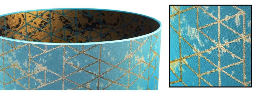 Závesné svietidlo WERONA 4, 1x modré textilné tienidlo so vzorom, (fi 45cm), G
