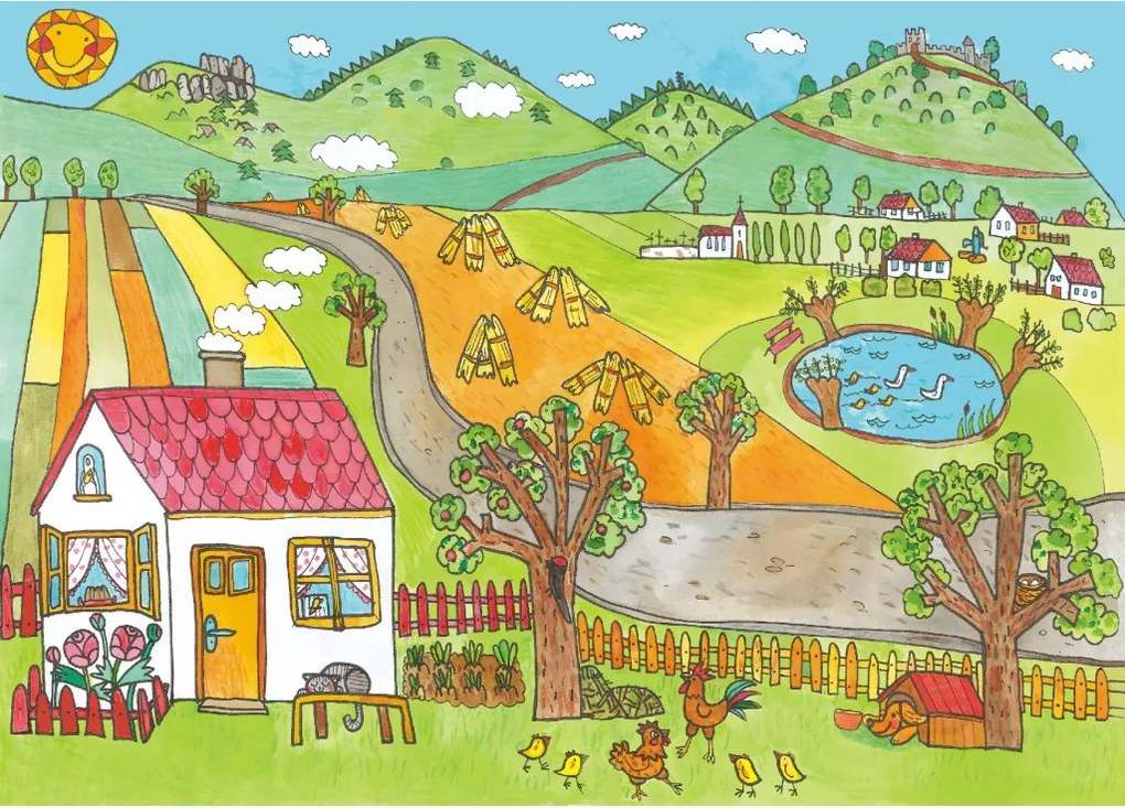 MARIONETINO – Zadná scéna k rozprávke O troch prasiatkach (2 motívy)