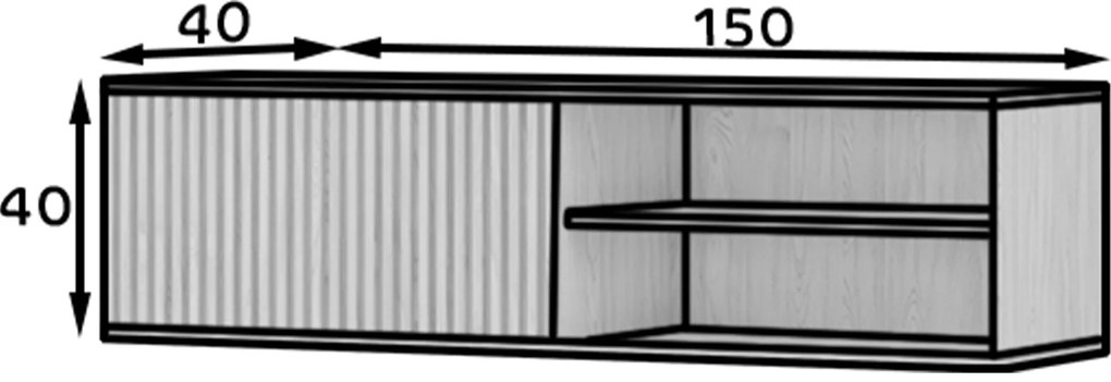 AKCIA Nástenný TV stolík ENTSIAN 150x40cm, dub artisan II. akosť