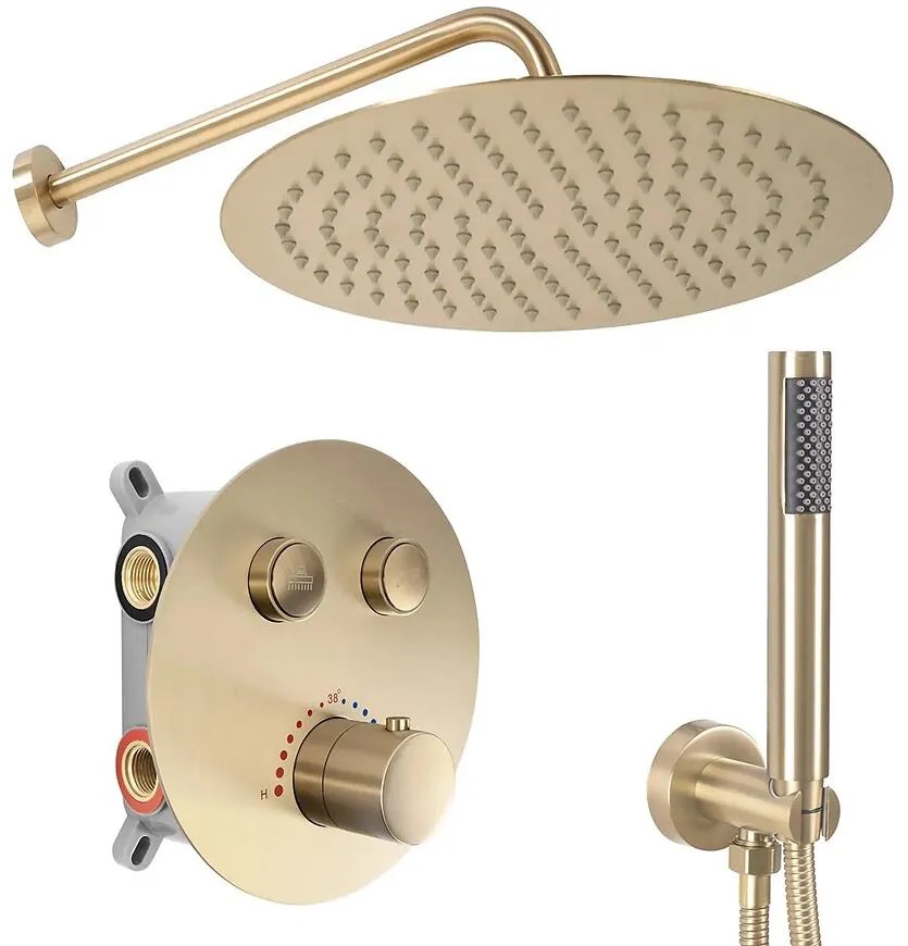 Sprchová súprava podomietková s termostatom LUNGO zlatá brúsená + BOX
