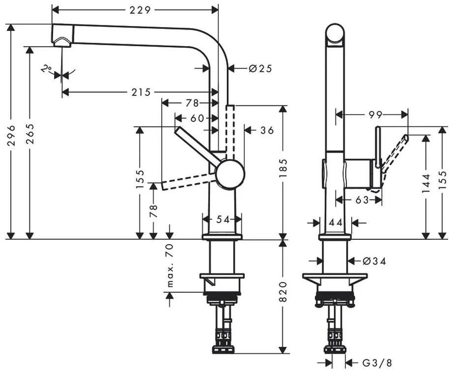 Hansgrohe M54, drezová batéria Talis, vzhľad nehrdzavejúcej ocele, HAN-72840800