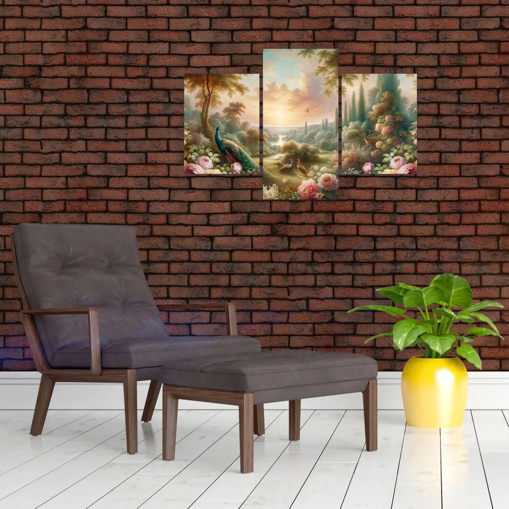 Obraz - Pávy v záhrade (90x60 cm)