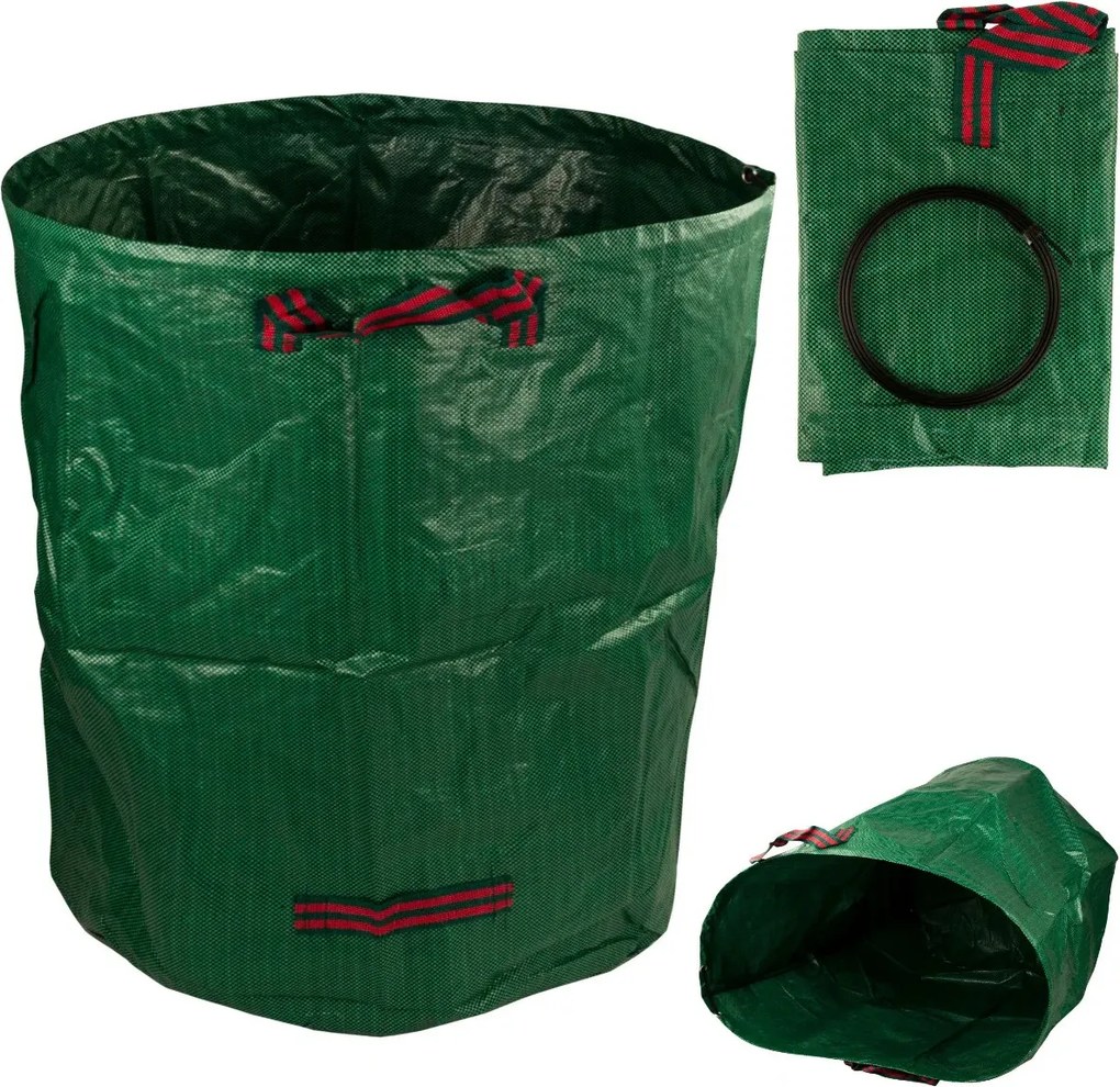 Skladací záhradný kôš ideálny na zber lístia, trávy a ďalšieho odpadu - 120L - zelený