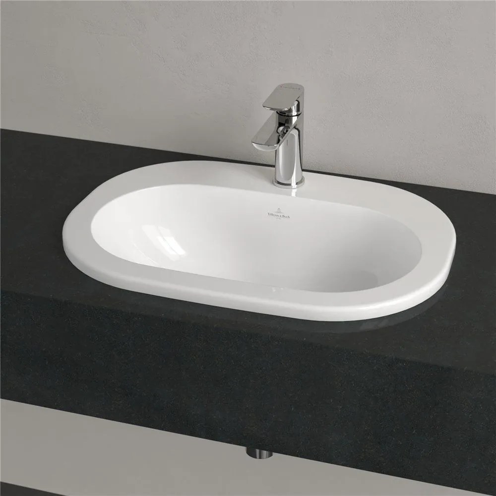 VILLEROY &amp; BOCH O.novo zápustné umývadlo s otvorom, s prepadom, 560 x 405 mm, biela alpská, s povrchom CeramicPlus, 416156R1