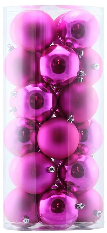 DECOLED Plastové gule, d. 8 cm, ružové, 12x lesklé, 12x matné