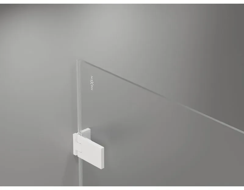 Mexen Lunar-F L, skladací sprchový kút ľavý 80 x 80 cm, 8mm číre sklo, biely profil, 836L-080-080-20-00-L
