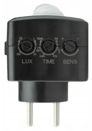 ECOLIGHT LED pohybový a súmrakový senzor do zásuvky - čierny