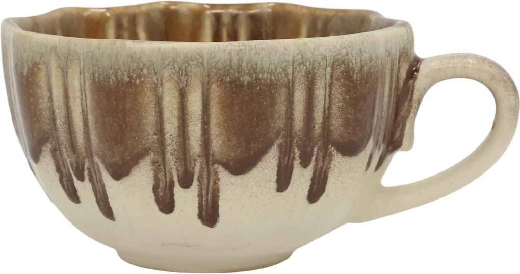 Hnědý porcelánový hrnek s uchem New Bone China Nature – Ø11*6,5 cm