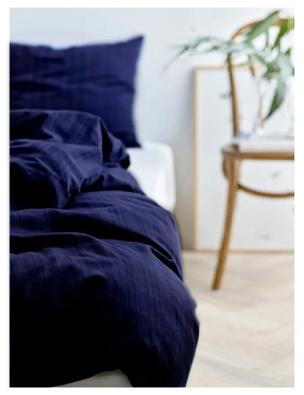 Tmavomodré damaškové obliečky na jednolôžko 140x200 cm Noble – Södahl