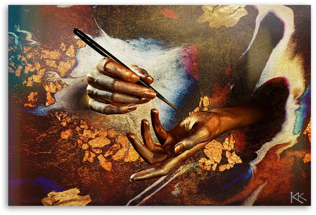 Obraz na plátně, Ruce vyrobené ze zlata - 60x40 cm