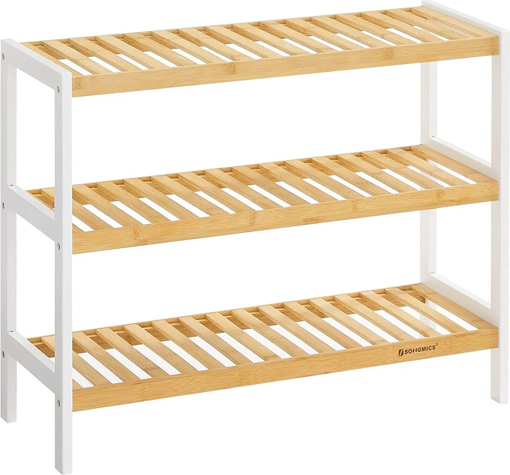3-úrovňový bambusový botník, prírodná farba